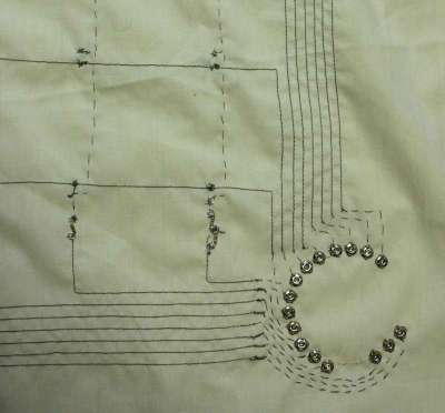 resistors for each row and snaps for the arduino